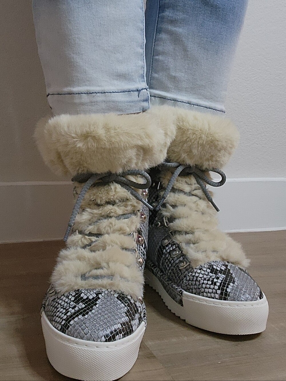 Cecelia New York "Seymore" Leather Platform Sneaker Boots